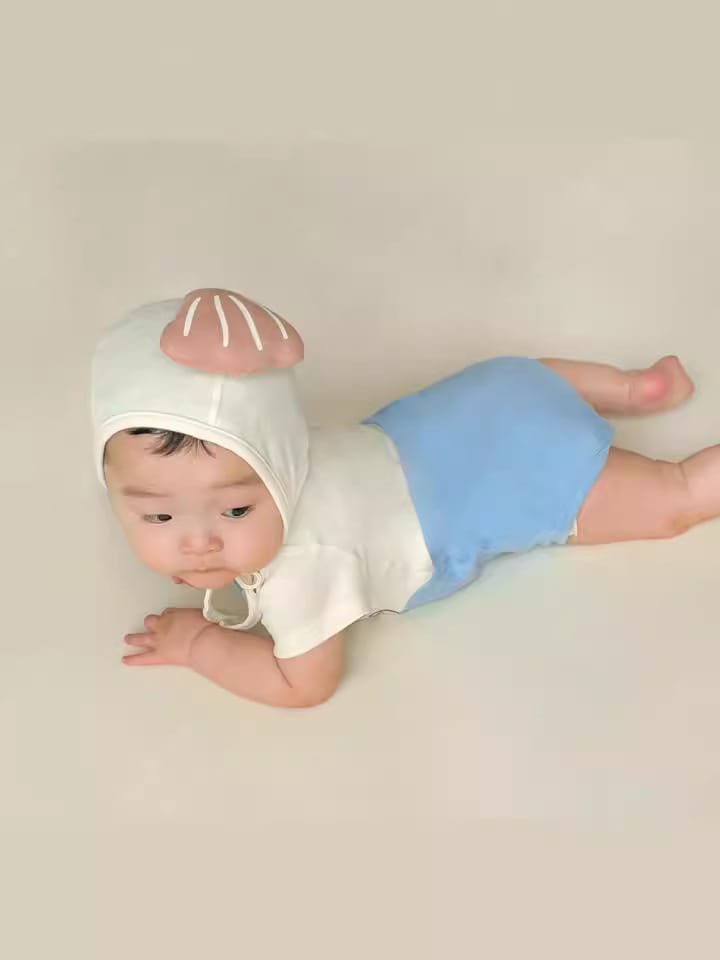 Sea Otter Printed Bonnet Short Sleeve Romper ラッコ 半袖ロンパース コスチューム【mh0013378】 TOMMY'S GIFTS 半袖ロンパース