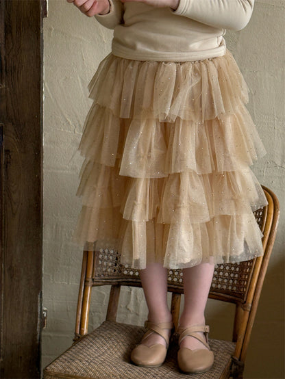 Sequin Tiered Midi Skirt スパンコール ティアード ミディ丈スカート【mh0012424】 Chengle