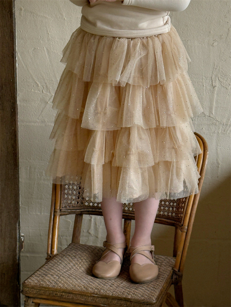 Sequin Tiered Midi Skirt スパンコール ティアード ミディ丈スカート【mh0012424】 Chengle