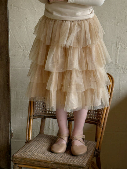 Sequin Tiered Midi Skirt スパンコール ティアード ミディ丈スカート【mh0012424】 Chengle