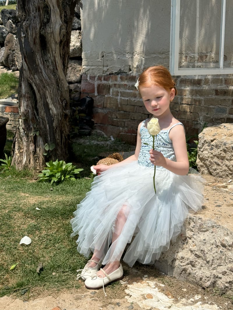 Sequin Tulle Layered Tutu Dress ブルー スパンコール ノースリーブワンピース【mh0012798】 Chengle ノースリーブワンピース