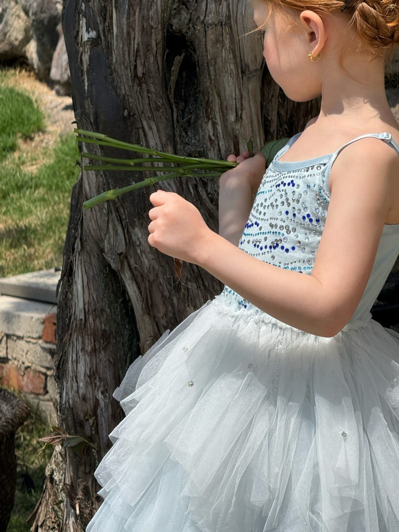 Sequin Tulle Layered Tutu Dress ブルー スパンコール ノースリーブワンピース【mh0012798】 Chengle ノースリーブワンピース