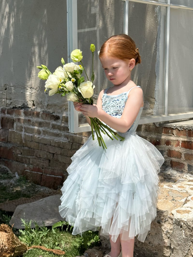 Sequin Tulle Layered Tutu Dress ブルー スパンコール ノースリーブワンピース【mh0012798】 Chengle ノースリーブワンピース