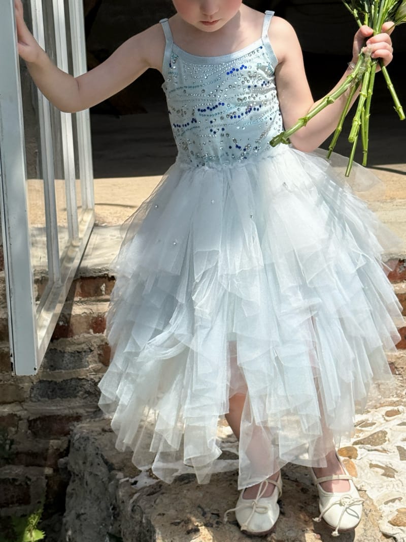 Sequin Tulle Layered Tutu Dress ブルー スパンコール ノースリーブワンピース【mh0012798】 Chengle ノースリーブワンピース
