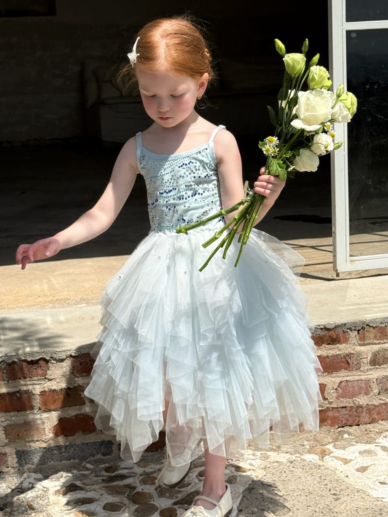Sequin Tulle Layered Tutu Dress ブルー スパンコール ノースリーブワンピース【mh0012798】 Chengle ノースリーブワンピース