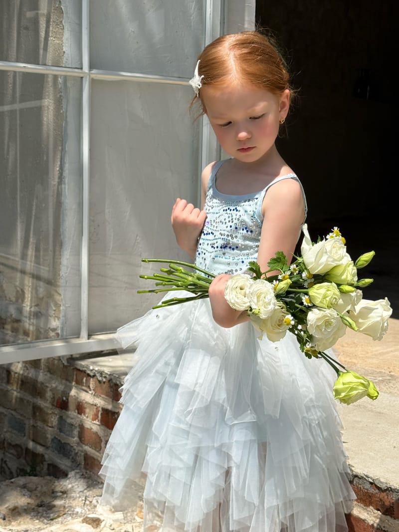 Sequin Tulle Layered Tutu Dress ブルー スパンコール ノースリーブワンピース【mh0012798】 Chengle ノースリーブワンピース