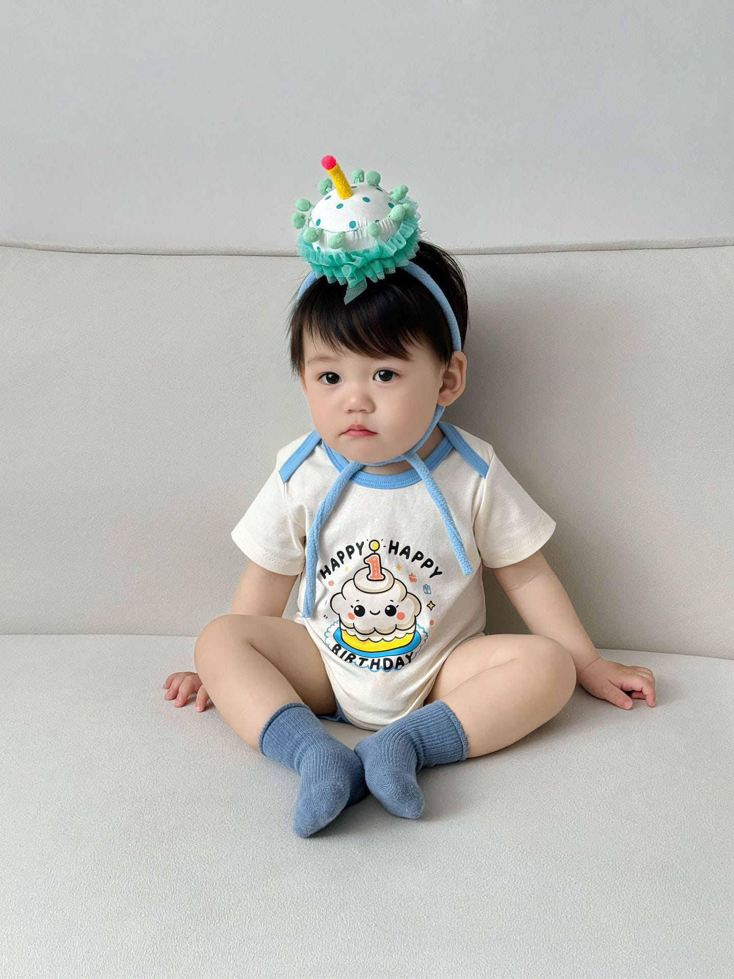 Short-Sleeve Birthday Costume Romper バースデー 半袖ロンパース【mh0013368】 Blue / 66cm TOMMY'S GIFTS 半袖ロンパース