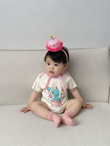 Short-Sleeve Birthday Costume Romper バースデー 半袖ロンパース【mh0013368】 TOMMY'S GIFTS 半袖ロンパース