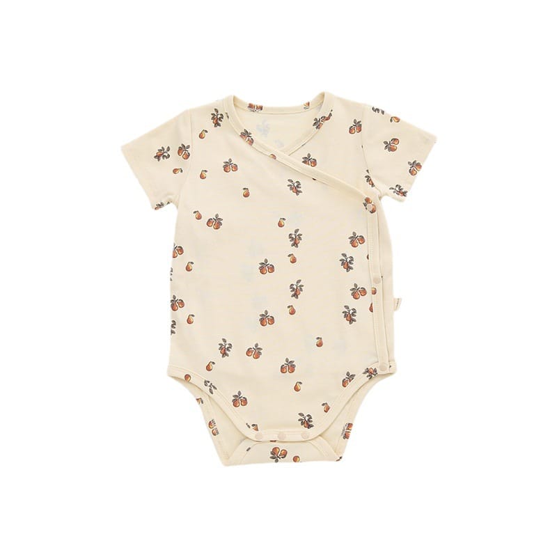 Short Sleeve Fruit Pattern Wrap Romper ナチュラル 半袖ロンパース【mh0013593】 Beitaoya 半袖ロンパース