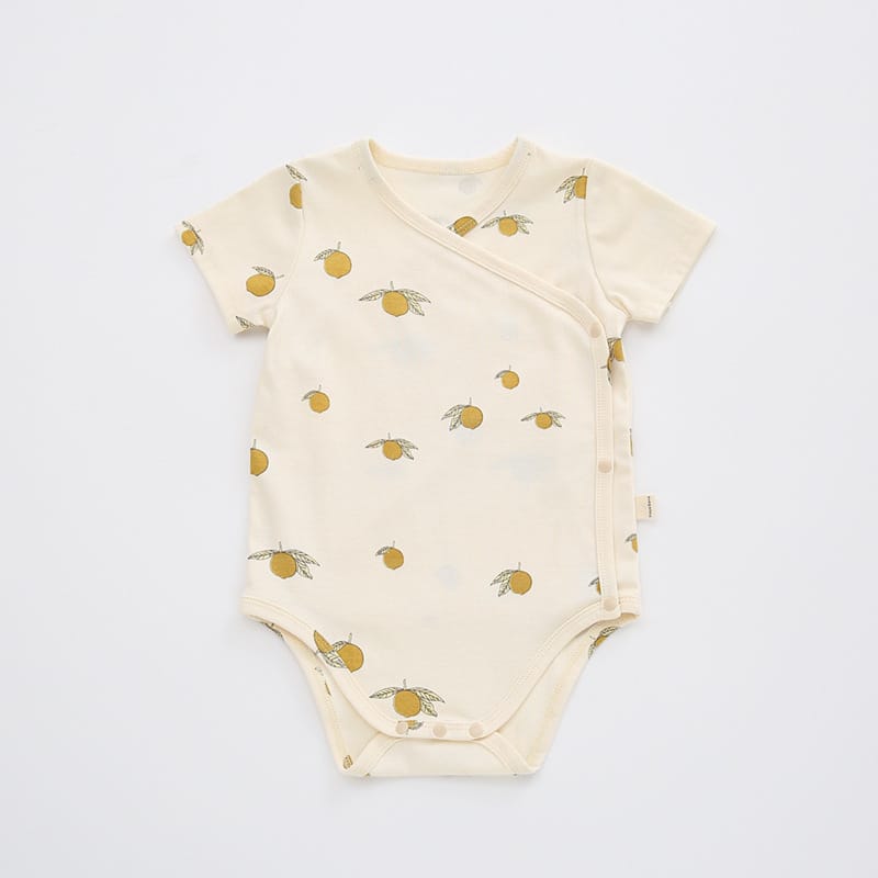 Short Sleeve Fruit Pattern Wrap Romper ナチュラル 半袖ロンパース【mh0013593】 lemon / 66cm Beitaoya 半袖ロンパース