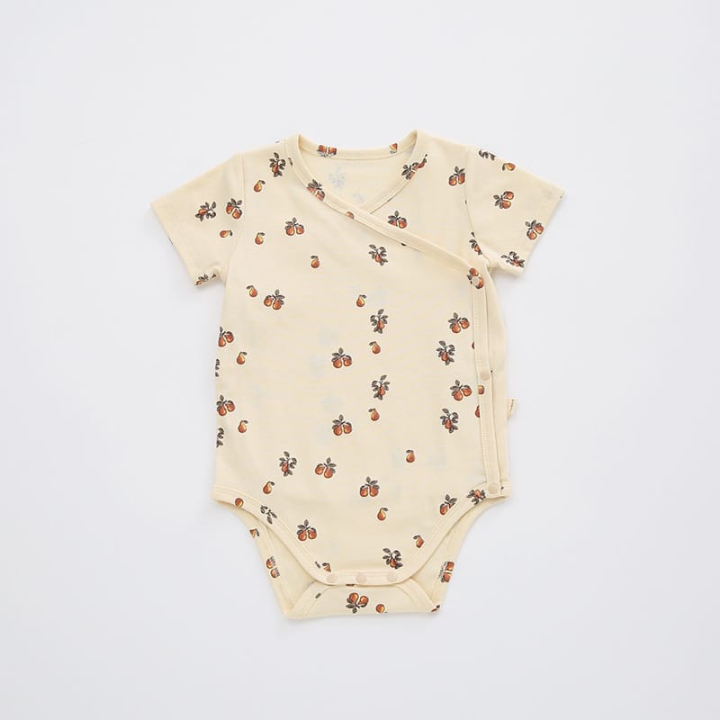 Short Sleeve Fruit Pattern Wrap Romper ナチュラル 半袖ロンパース【mh0013593】 Pear / 66cm Beitaoya 半袖ロンパース