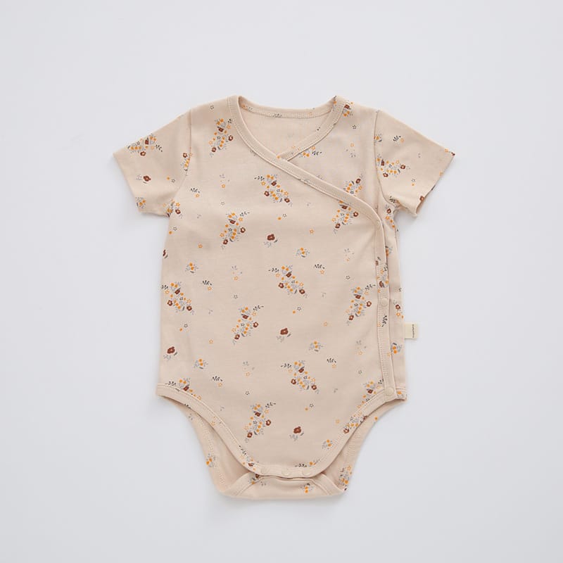 Short Sleeve Fruit Pattern Wrap Romper ナチュラル 半袖ロンパース【mh0013593】 Small wildflowers / 66cm Beitaoya 半袖ロンパース