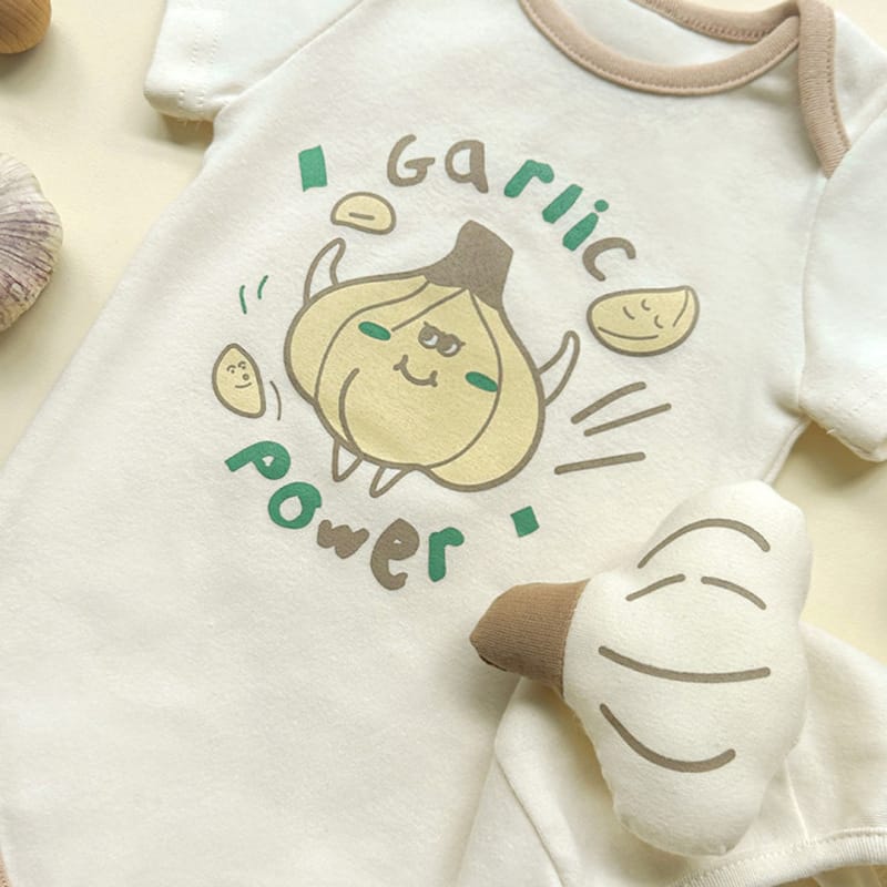 Short Sleeve Garlic Print Romper ガーリック 半袖ロンパース コスチューム【mh0013386】 TOMMY'S GIFTS 半袖ロンパース