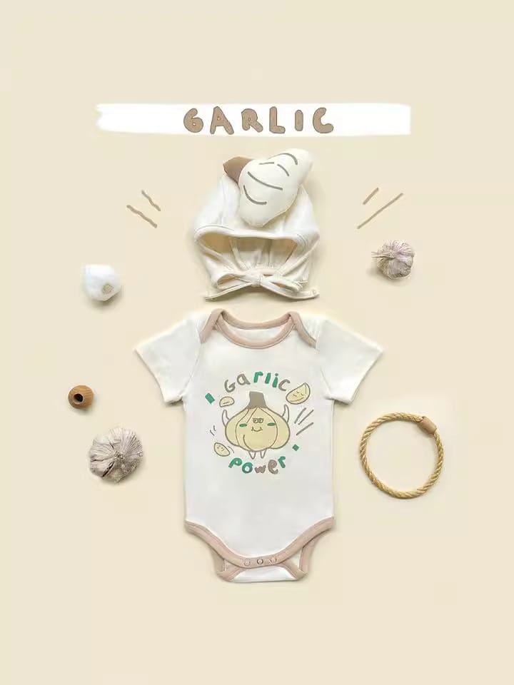 Short Sleeve Garlic Print Romper ガーリック 半袖ロンパース コスチューム【mh0013386】 TOMMY'S GIFTS 半袖ロンパース