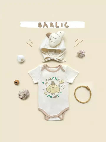 Short Sleeve Garlic Print Romper ガーリック 半袖ロンパース コスチューム【mh0013386】 TOMMY'S GIFTS 半袖ロンパース