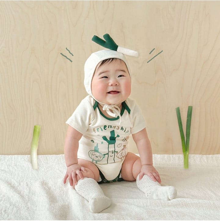 Short Sleeve Green Onion Print Romper ネギ 半袖ロンパース コスチューム【mh0013387】 TOMMY'S GIFTS 半袖ロンパース