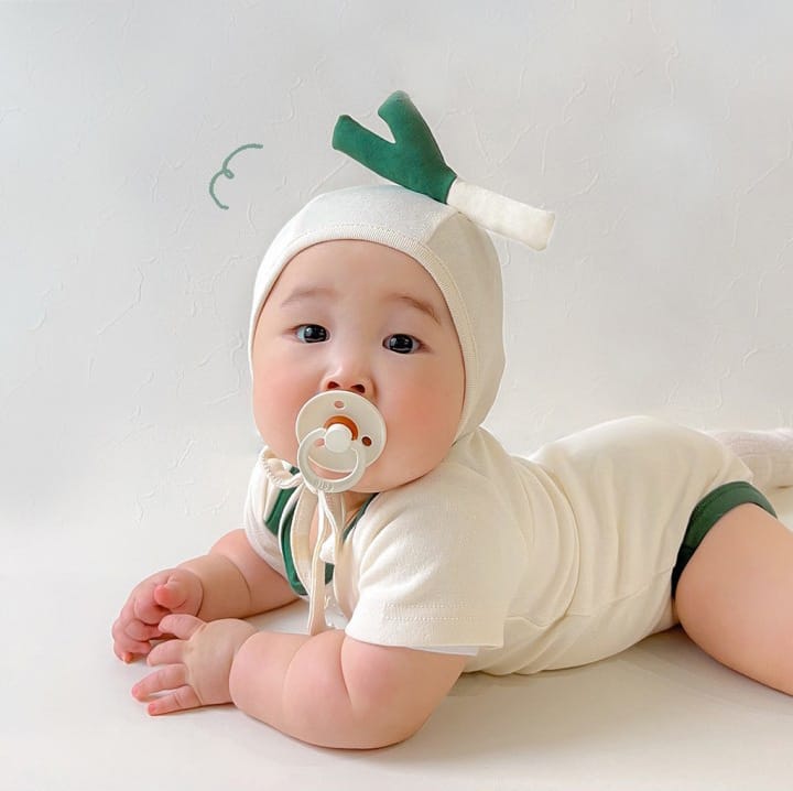 Short Sleeve Green Onion Print Romper ネギ 半袖ロンパース コスチューム【mh0013387】 TOMMY'S GIFTS 半袖ロンパース