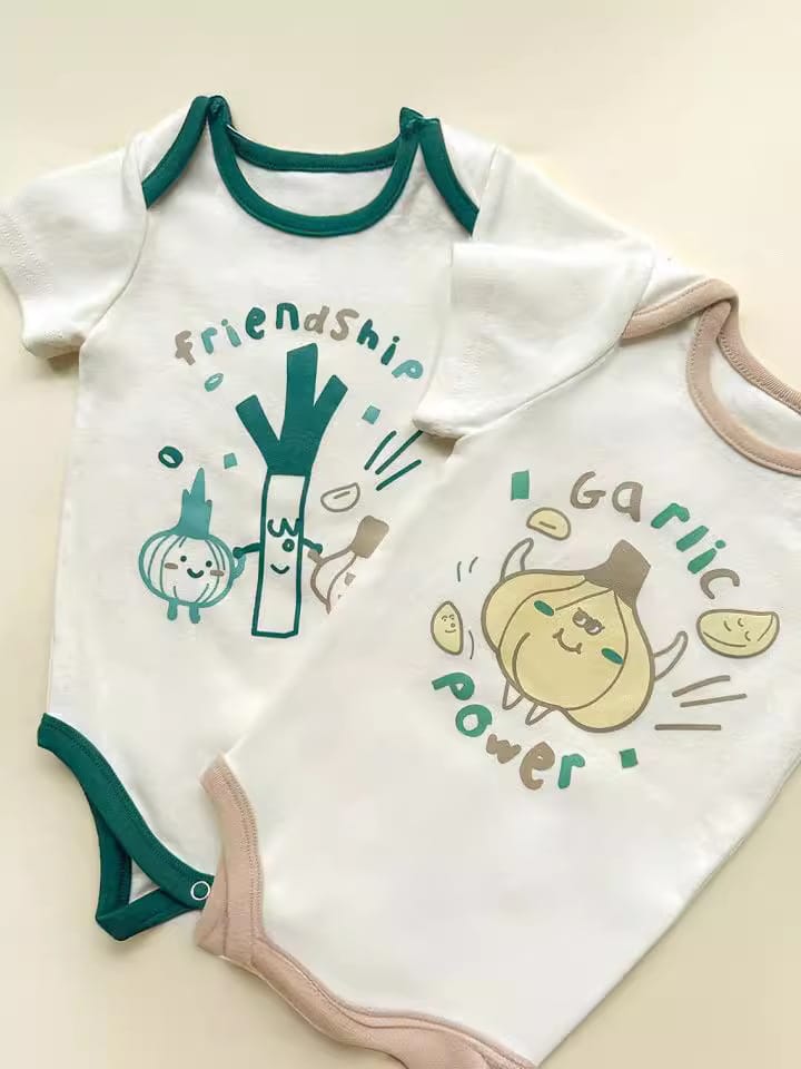 Short Sleeve Green Onion Print Romper ネギ 半袖ロンパース コスチューム【mh0013387】 TOMMY'S GIFTS 半袖ロンパース
