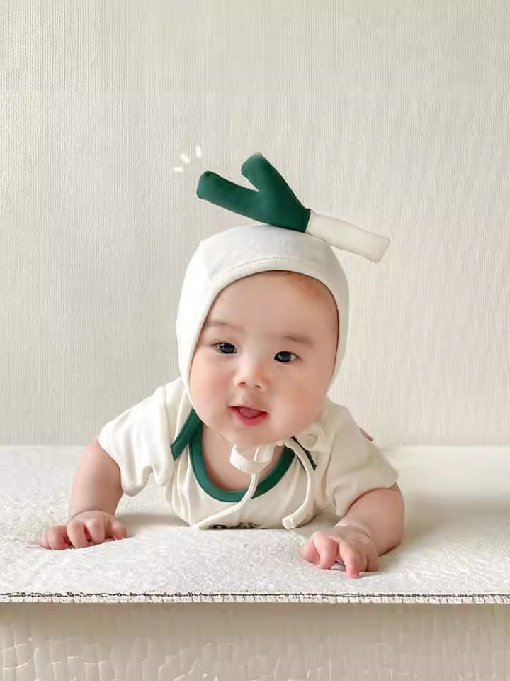 Short Sleeve Green Onion Print Romper ネギ 半袖ロンパース コスチューム【mh0013387】 TOMMY'S GIFTS 半袖ロンパース