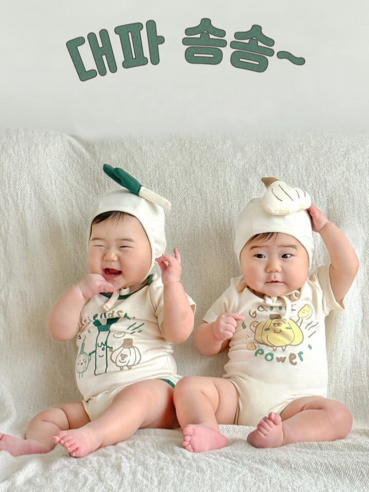 Short Sleeve Green Onion Print Romper ネギ 半袖ロンパース コスチューム【mh0013387】 TOMMY'S GIFTS 半袖ロンパース