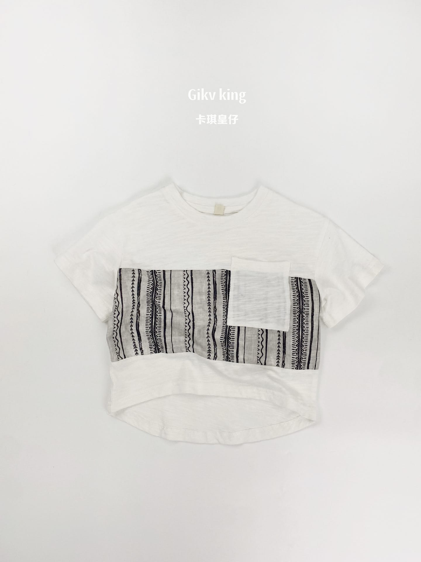 Short Sleeve Pocket Top Striped Shorts 幾何学模様 ストライプ 半袖セットアップ【mh0012829】 Gikv king 半袖セットアップ