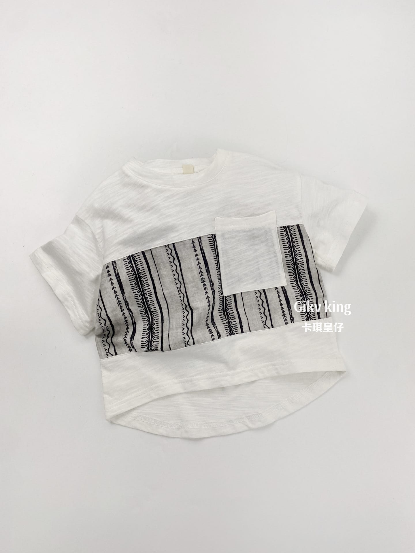 Short Sleeve Pocket Top Striped Shorts 幾何学模様 ストライプ 半袖セットアップ【mh0012829】 Gikv king 半袖セットアップ