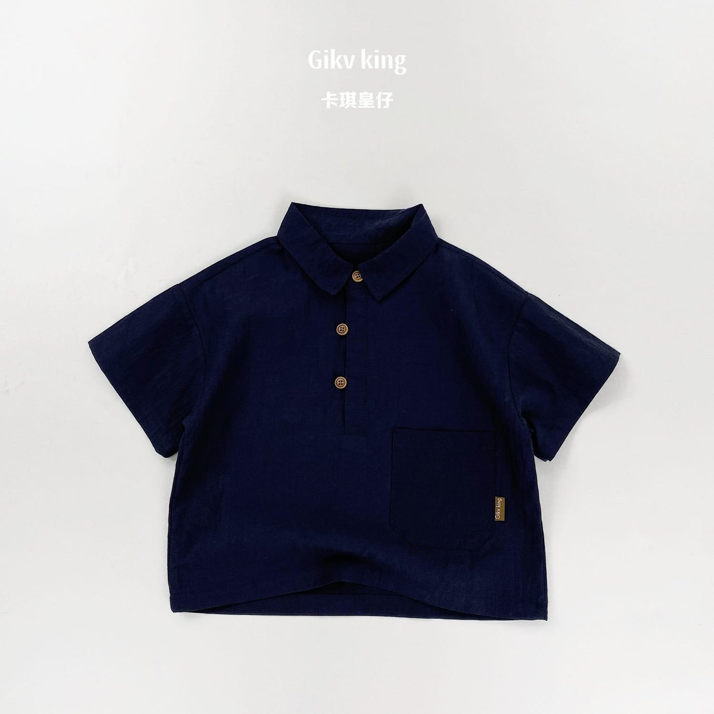 Short-Sleeve Pullover Shirt テンセル 半袖シャツ【mh0013478】 Dark Blue / 80cm Gikv king 半袖シャツ・ブラウス