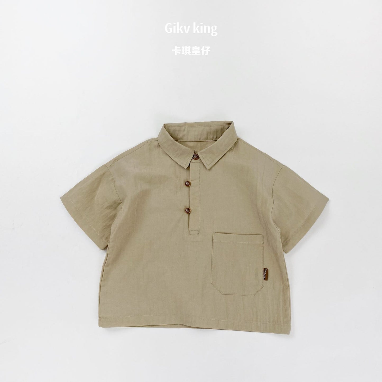 Short-Sleeve Pullover Shirt テンセル 半袖シャツ【mh0013478】 Khaki / 80cm Gikv king 半袖シャツ・ブラウス