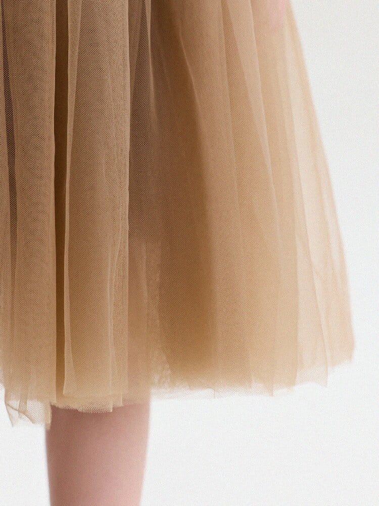 Short Sleeve Tiered Tulle Dress ドッキング 半袖ワンピース【mh0013183】 yunerma 半袖ワンピース