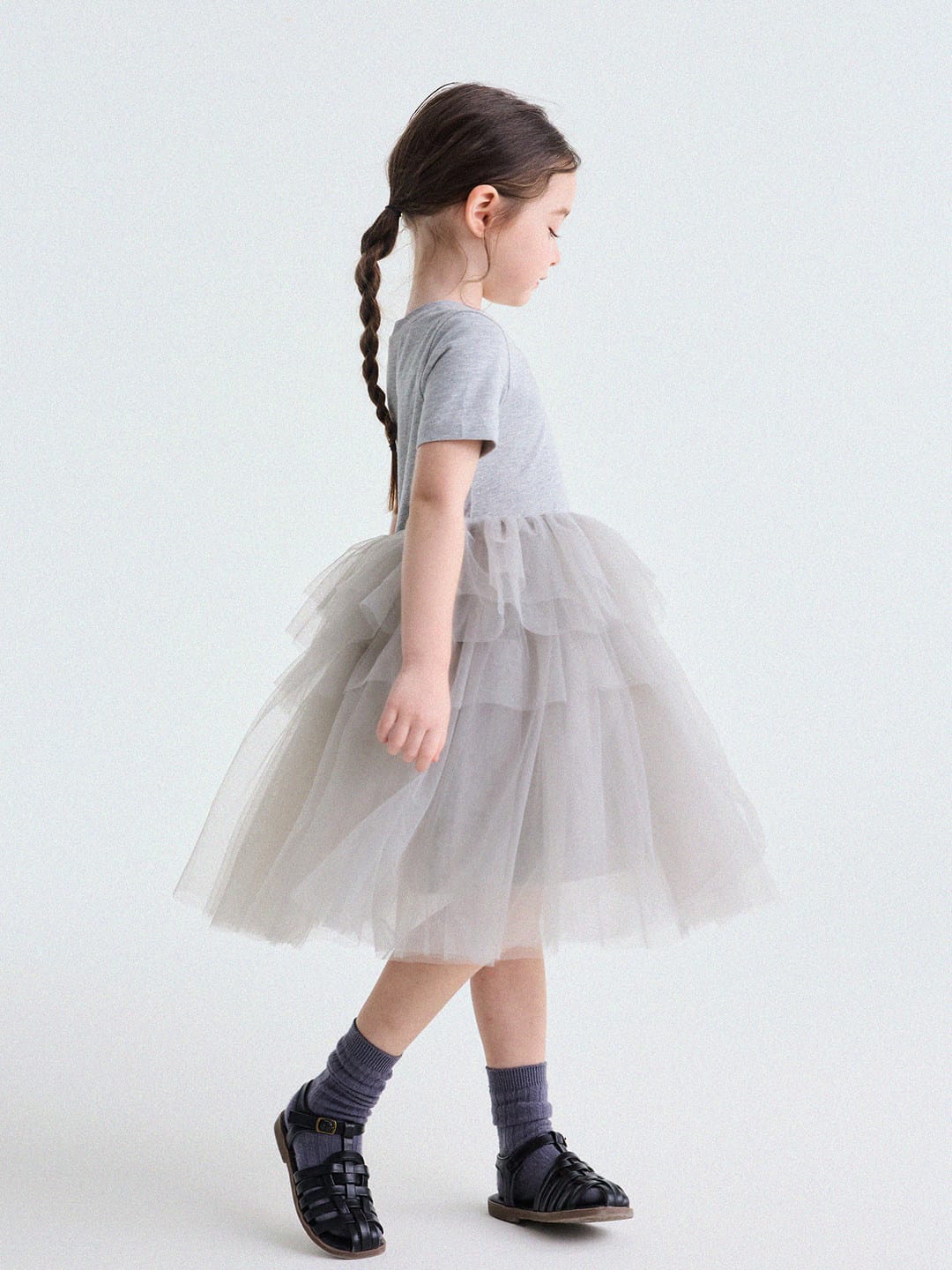 Short Sleeve Tiered Tulle Dress ドッキング 半袖ワンピース【mh0013183】 yunerma 半袖ワンピース