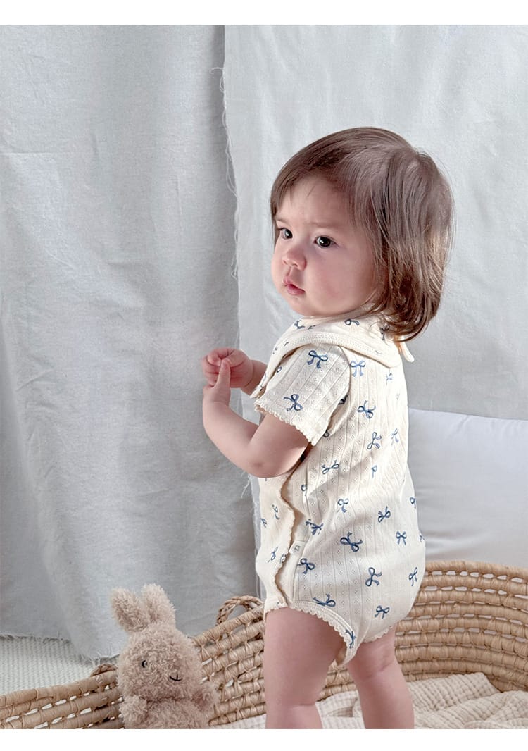 Short Sleeve Wrap Romper ハート 半袖ロンパース【mh0013589】 Beitaoya 半袖ロンパース