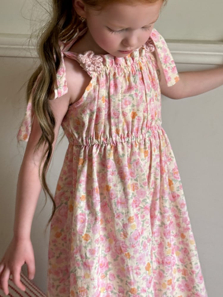 Shoulder Tie Textured Floral Jumpsuit 小花柄 スクエアネックサロペット【mh0012819】 Chengle サロペットパンツ・サスペンダーパンツ