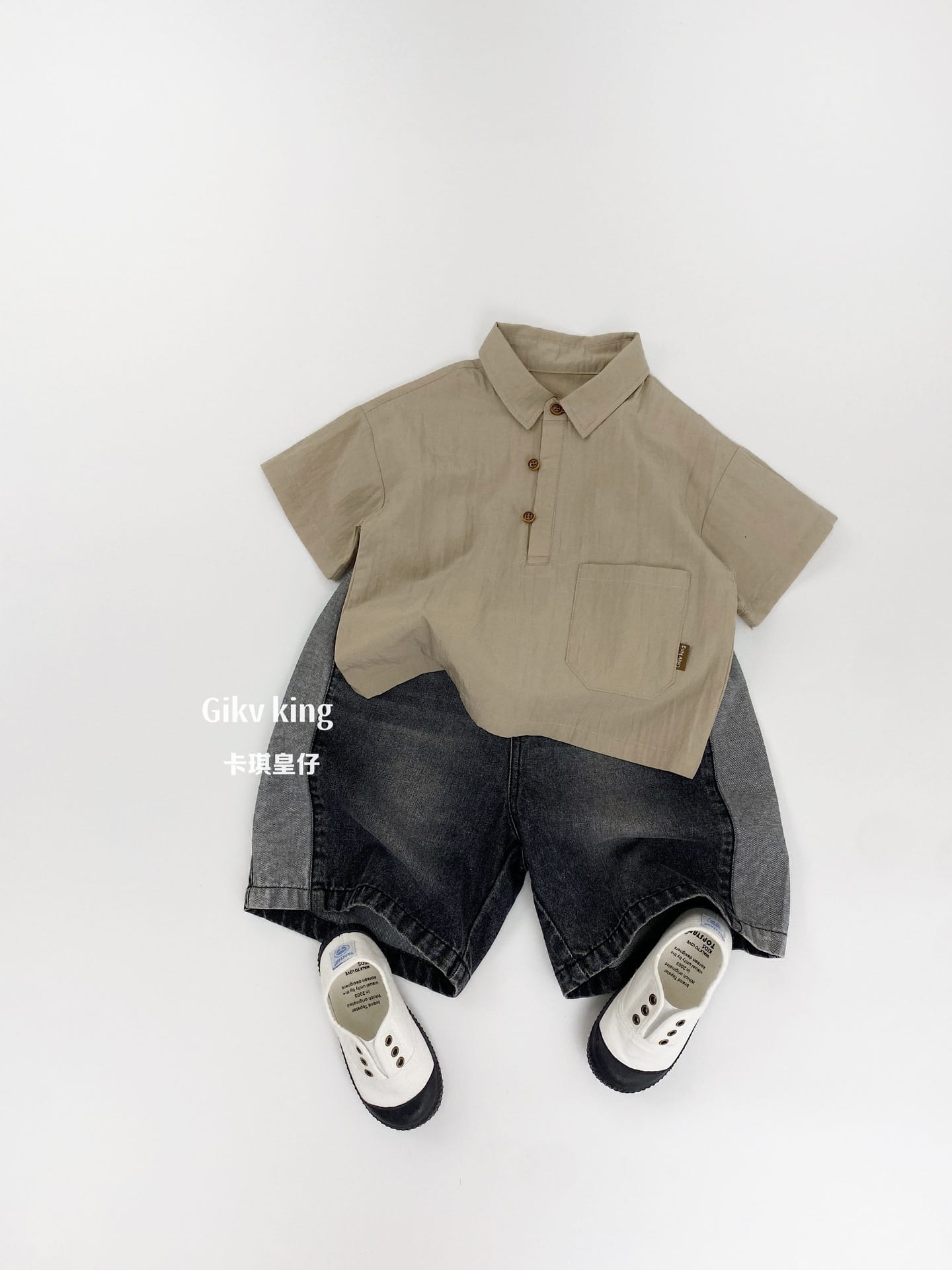 Side Contrast Denim Shorts バイカラー デニムハーフパンツ【mh0013485】 Gikv king ハーフパンツ・ショートパンツ