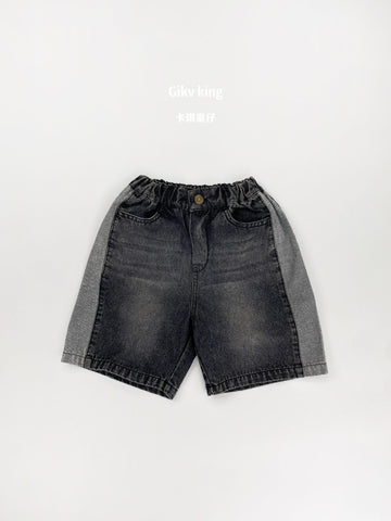 Side Contrast Denim Shorts バイカラー デニムハーフパンツ【mh0013485】 Gikv king ハーフパンツ・ショートパンツ