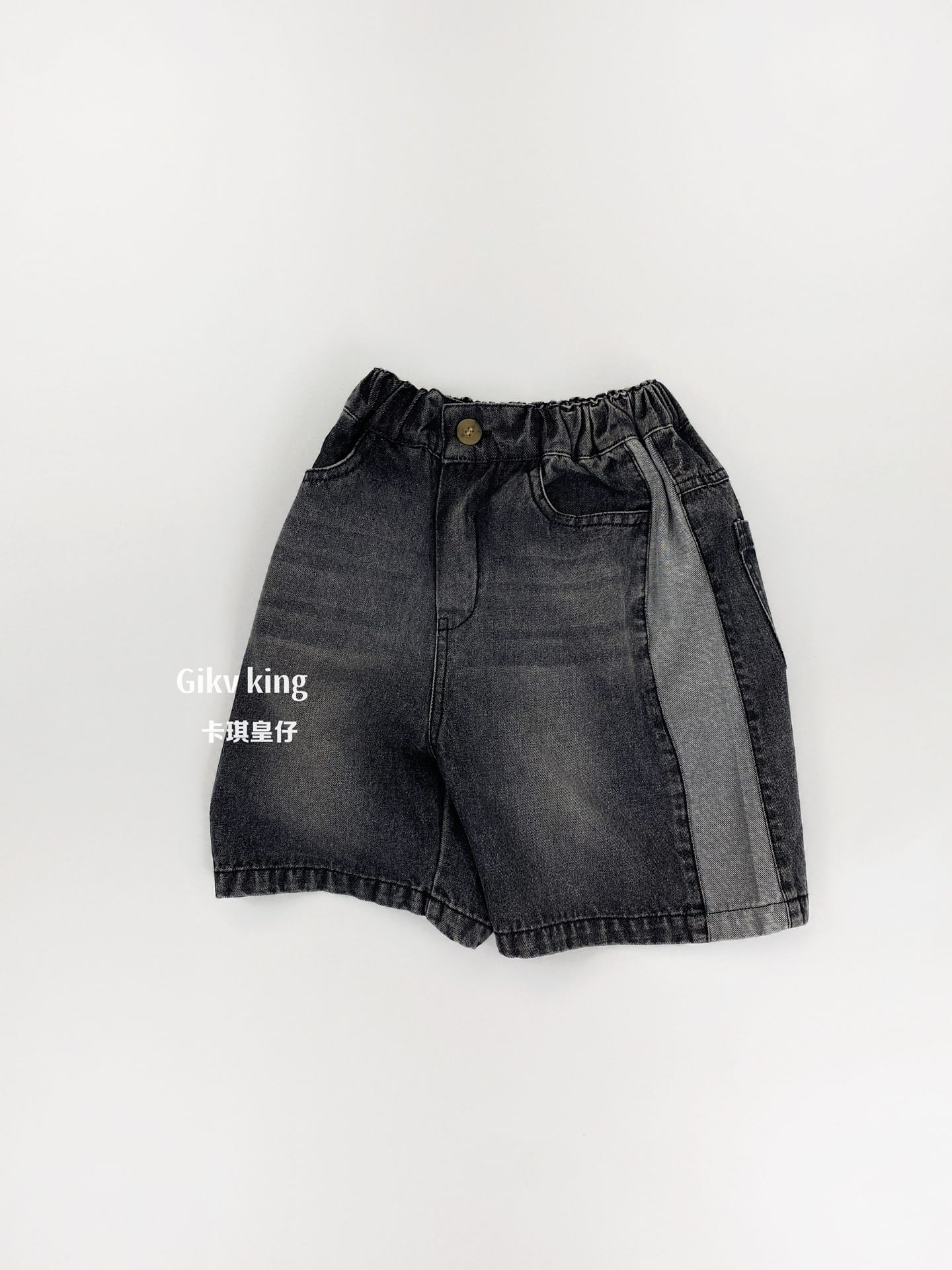 Side Contrast Denim Shorts バイカラー デニムハーフパンツ【mh0013485】 Gikv king ハーフパンツ・ショートパンツ