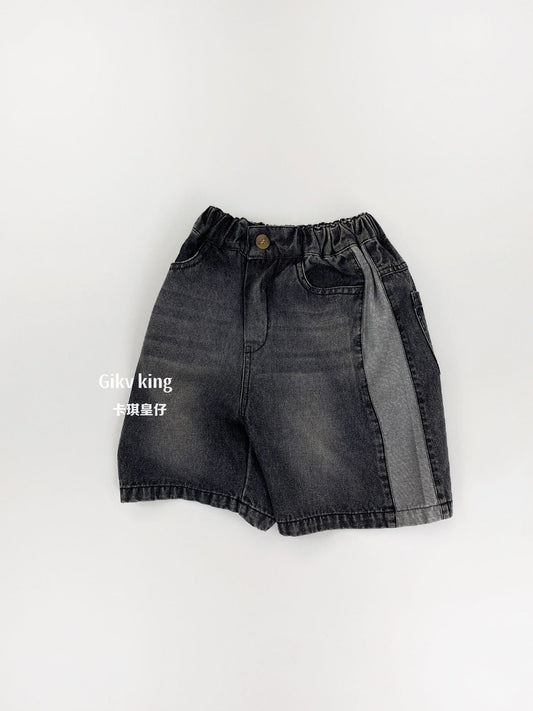 Side Contrast Denim Shorts バイカラー デニムハーフパンツ【mh0013485】 Gikv king ハーフパンツ・ショートパンツ
