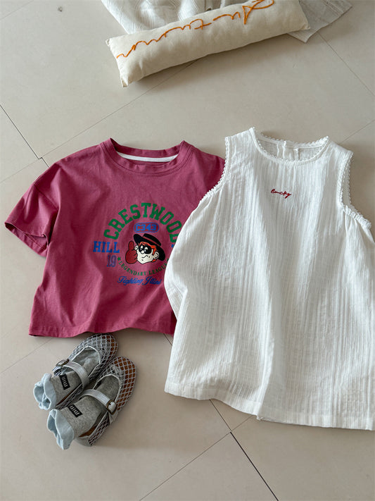 Simple Embroidered Cotton Sleeveless Dress コットン刺繍 ノースリーブワンピース【mh0012279】 Laibaobao