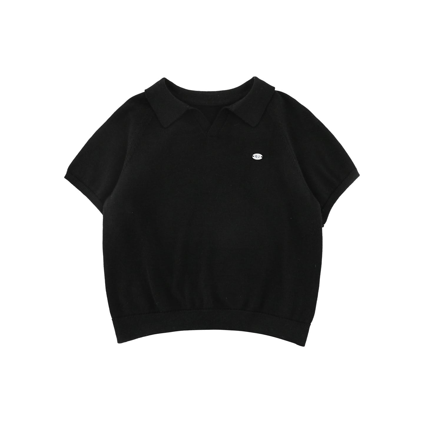 Simple Knit Polo Shirt Short Sleeve サマーニット Vネック ポロシャツ【mh0012737】 Black / 100cm YoehYaul 半袖シャツ・ブラウス