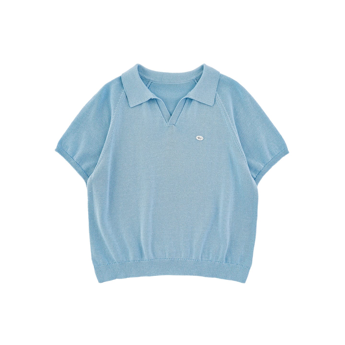 Simple Knit Polo Shirt Short Sleeve サマーニット Vネック ポロシャツ【mh0012737】 Blue / 100cm YoehYaul 半袖シャツ・ブラウス