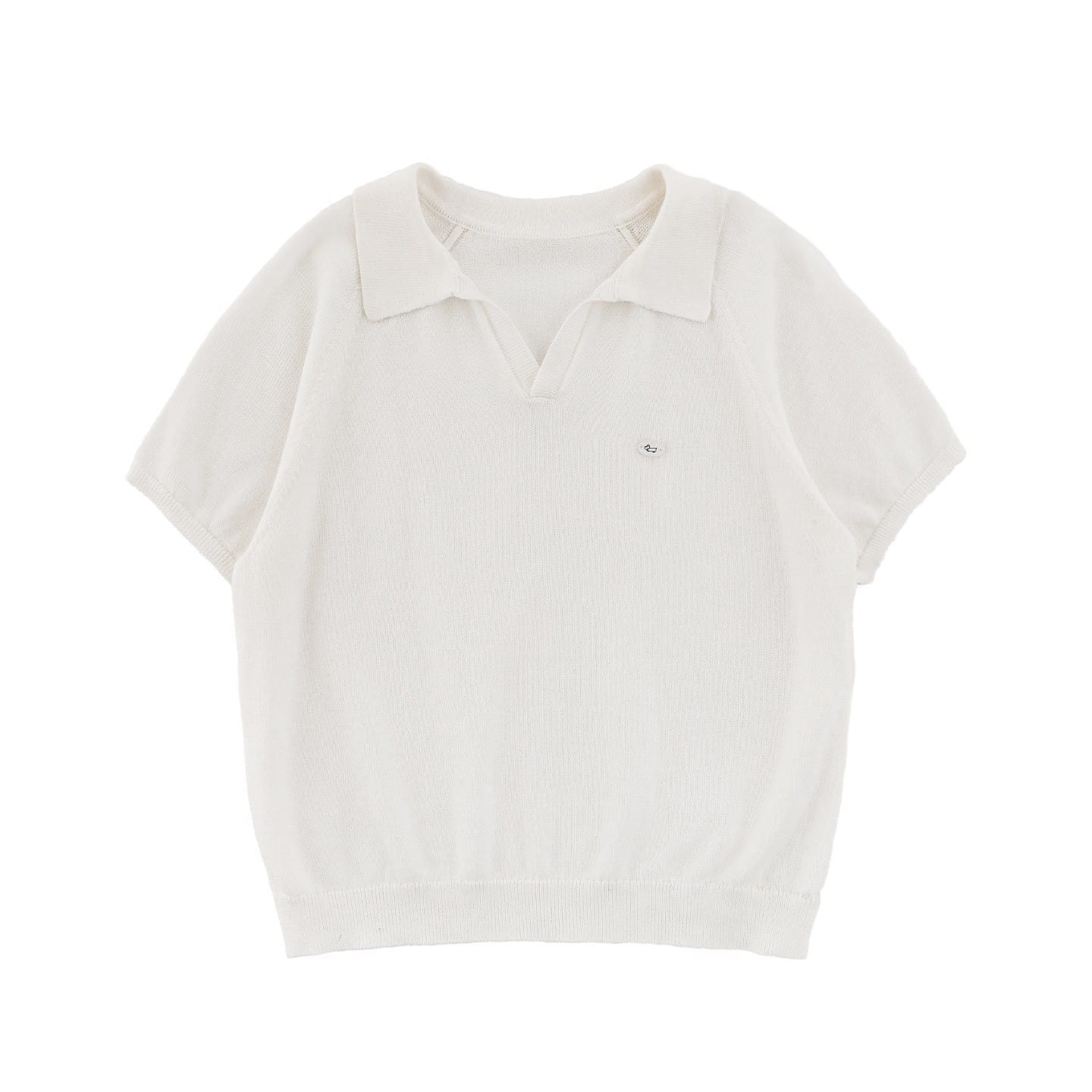 Simple Knit Polo Shirt Short Sleeve サマーニット Vネック ポロシャツ【mh0012737】 White【pre-order】 / 100cm YoehYaul 半袖シャツ・ブラウス
