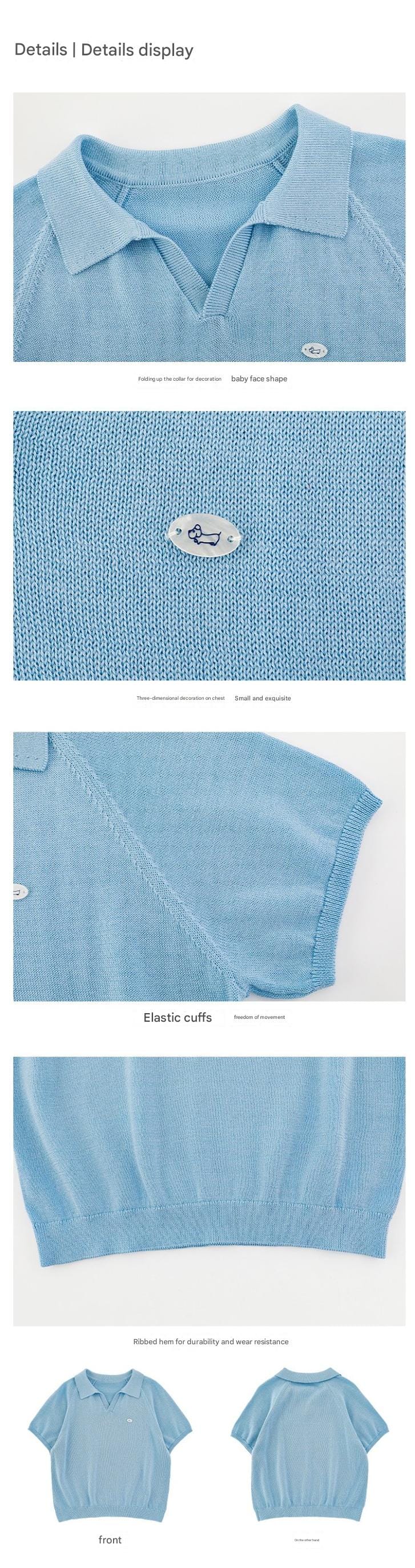 Simple Knit Polo Shirt Short Sleeve サマーニット Vネック ポロシャツ【mh0012737】 YoehYaul 半袖シャツ・ブラウス