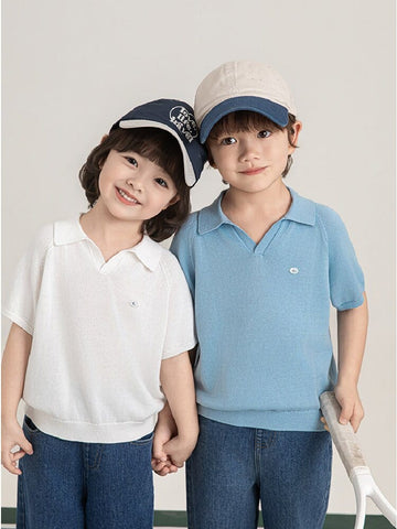 Simple Knit Polo Shirt Short Sleeve サマーニット Vネック ポロシャツ【mh0012737】 YoehYaul 半袖シャツ・ブラウス