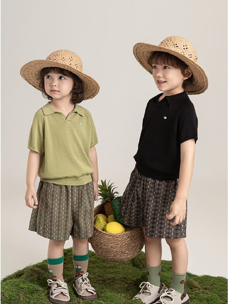 Simple Knit Polo Shirt Short Sleeve サマーニット Vネック ポロシャツ【mh0012737】 YoehYaul 半袖シャツ・ブラウス