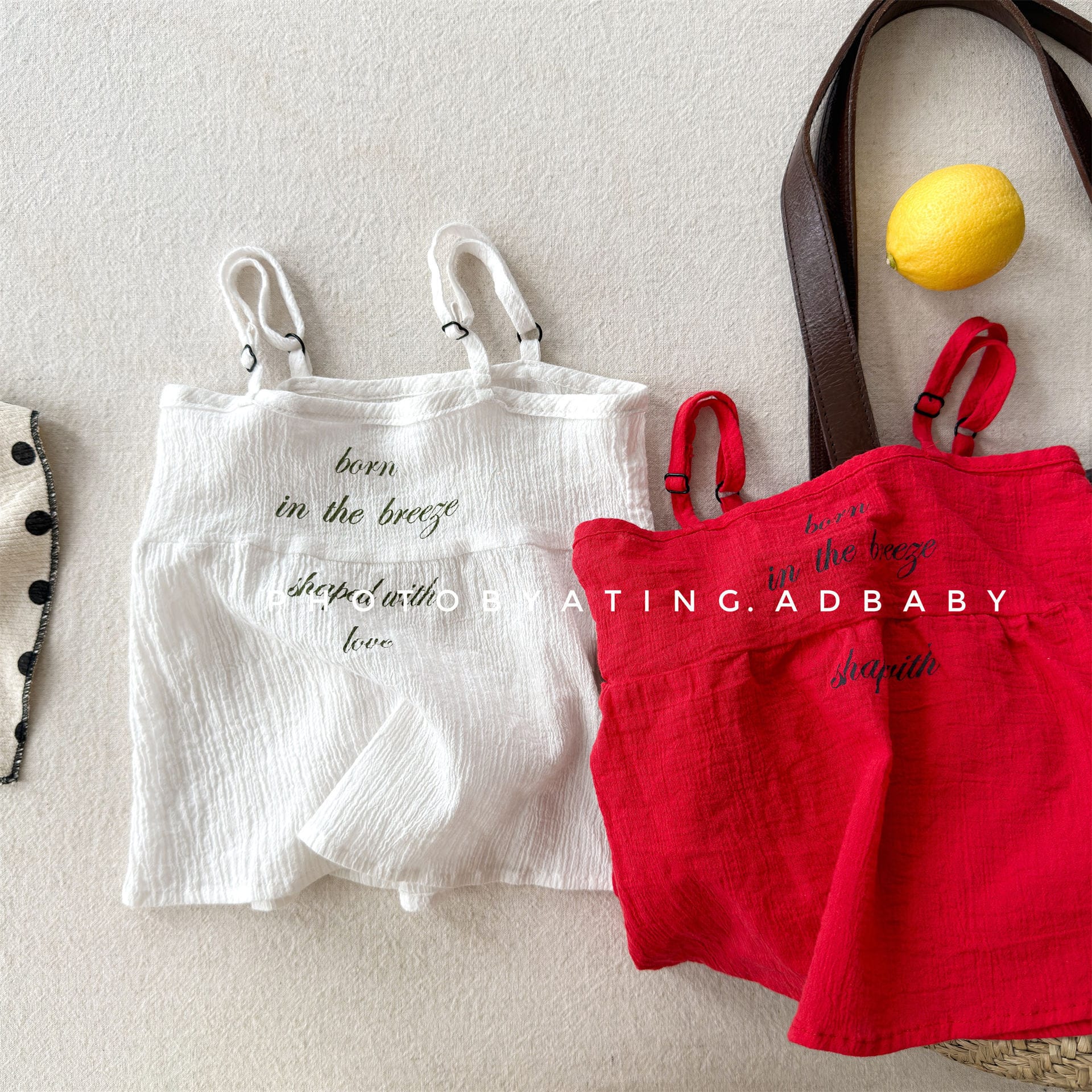 Sleeveless Adjustable Strap Cotton Camisole レタリング ノースリーブキャミソール【mh0013456】 ADbaby タンクトップ・キャミソール・ノースリーブトップス