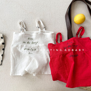 Sleeveless Adjustable Strap Cotton Camisole レタリング ノースリーブキャミソール【mh0013456】 ADbaby タンクトップ・キャミソール・ノースリーブトップス