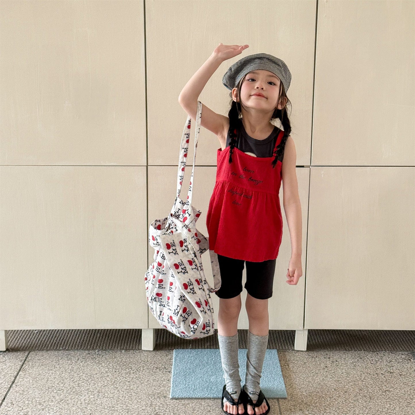 Sleeveless Adjustable Strap Cotton Camisole レタリング ノースリーブキャミソール【mh0013456】 ADbaby タンクトップ・キャミソール・ノースリーブトップス