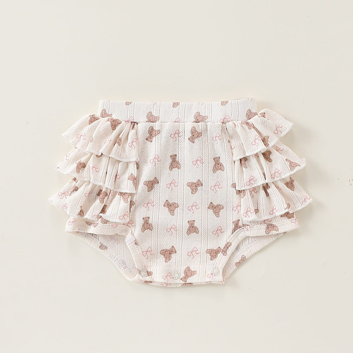 Sleeveless Animal Print Ruffle Separates アニマル フレンチスリーブTシャツ ショートパンツ ロンパース【mh0013587】 Apricot Pants / 66cm Beitaoya ノースリーブロンパース