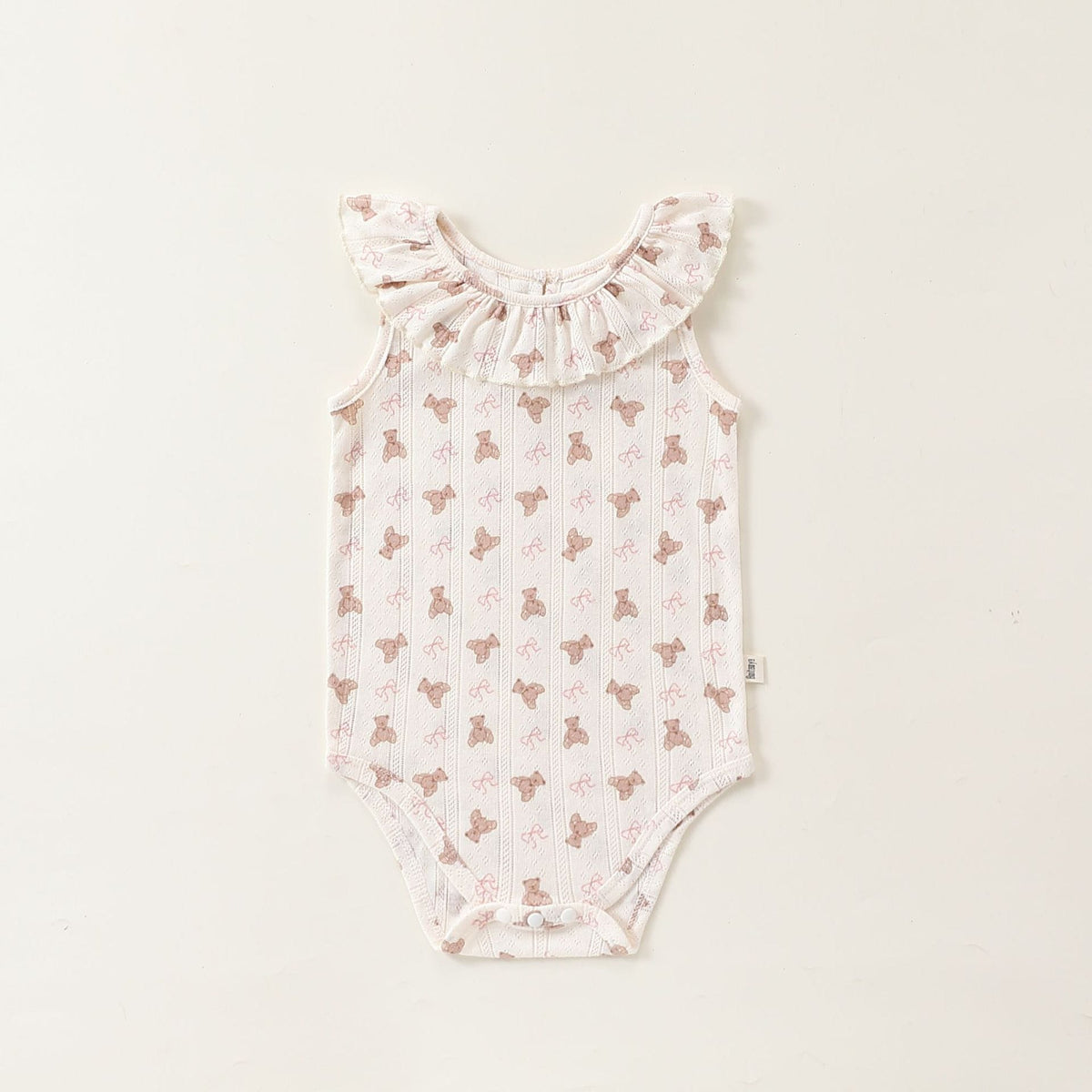 Sleeveless Animal Print Ruffle Separates アニマル フレンチスリーブTシャツ ショートパンツ ロンパース【mh0013587】 Apricot Rompers / 66cm Beitaoya ノースリーブロンパース