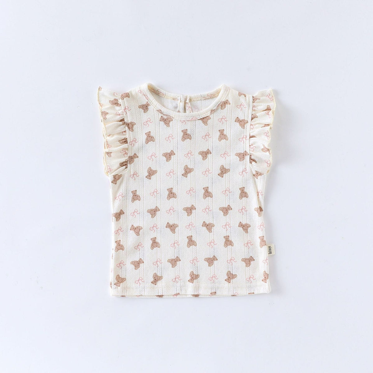 Sleeveless Animal Print Ruffle Separates アニマル フレンチスリーブTシャツ ショートパンツ ロンパース【mh0013587】 Apricot Tops / 66cm Beitaoya ノースリーブロンパース