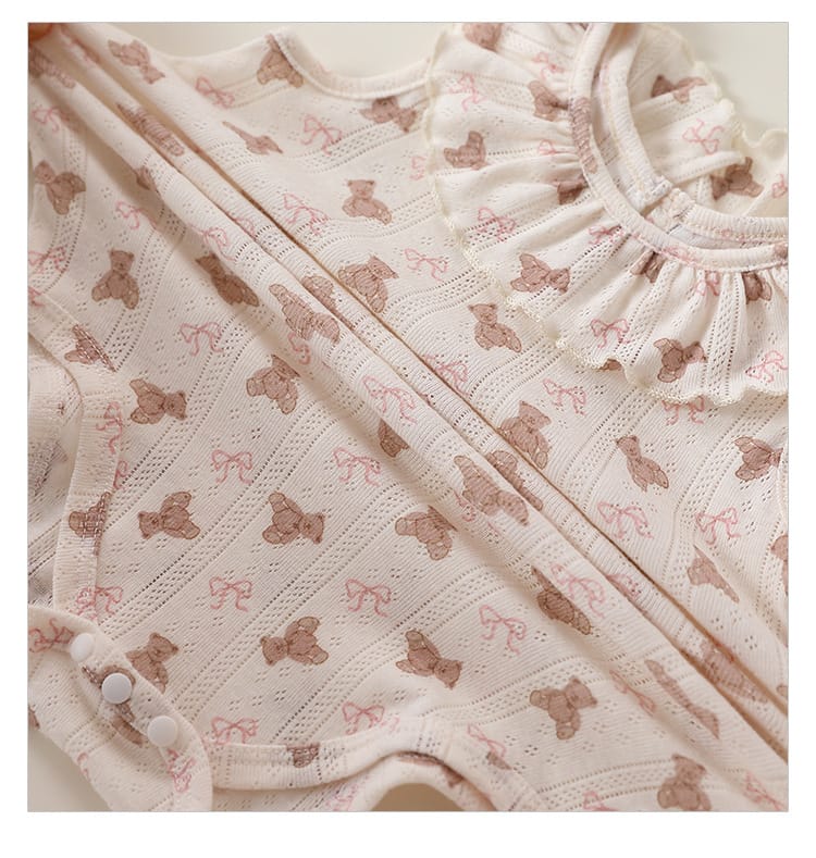 Sleeveless Animal Print Ruffle Separates アニマル フレンチスリーブTシャツ ショートパンツ ロンパース【mh0013587】 Beitaoya ノースリーブロンパース